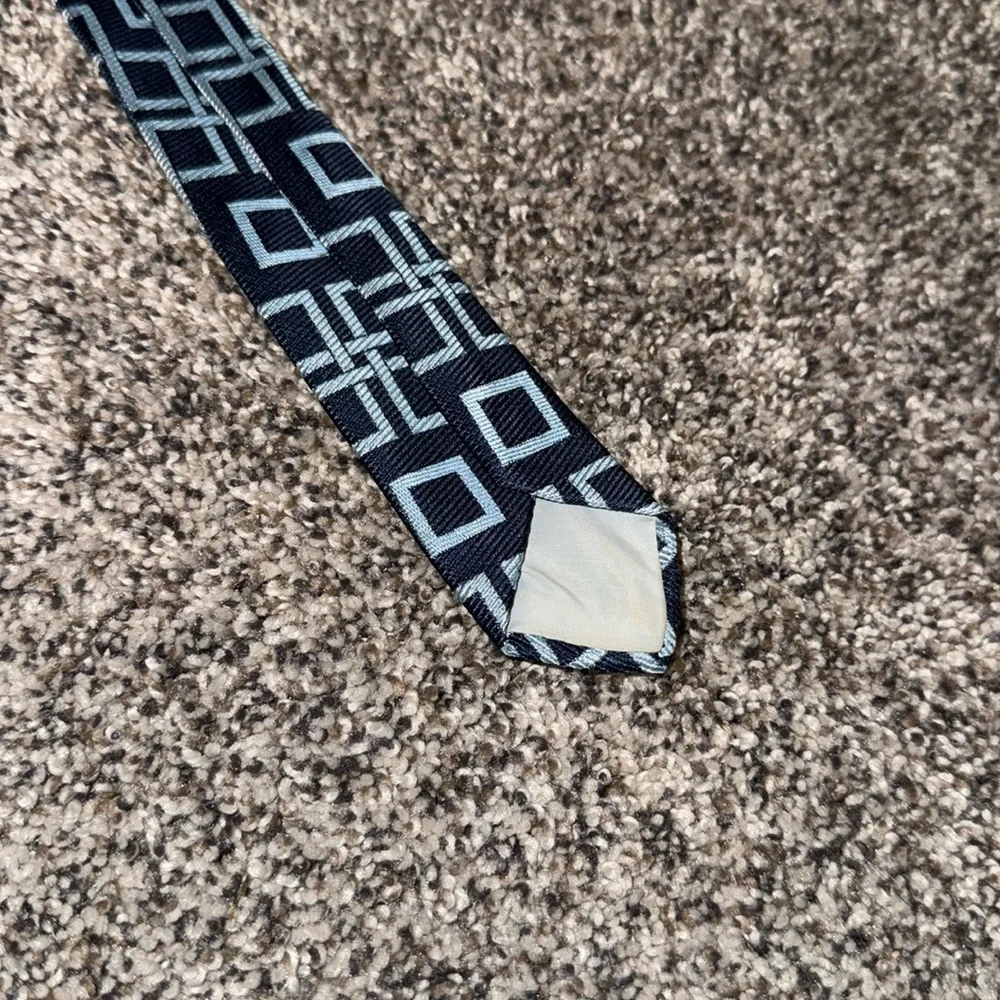 Bronzini Polyester Navy Blue Squares Neck Tie Men’s Accessory
